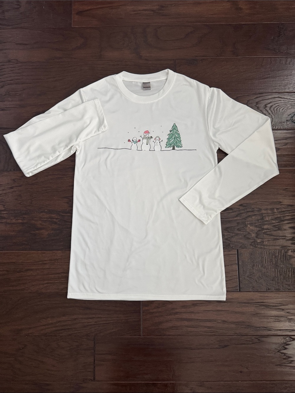 NWOT Classic White Long-Sleeve Tee Women's Small Holiday Snowman Tee